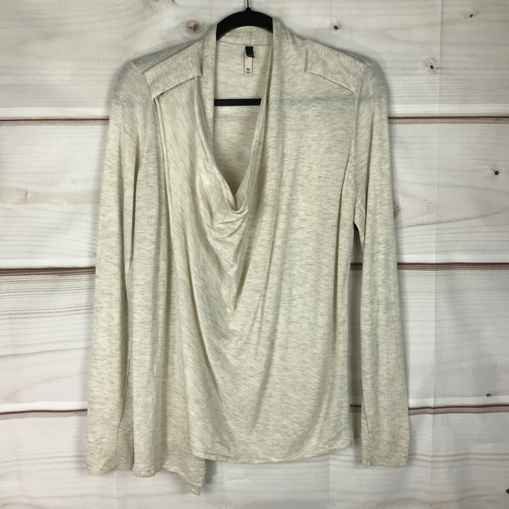 The Limited Sweater Womens M Beige Lightweight Wrap Long Sleeve V-Neck Solid‎